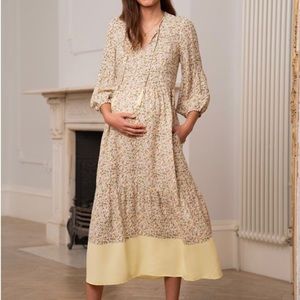 NWT Seraphine Maternity Ditsy Floral Boho Midi Maternity & Nursing Dress Sz 4